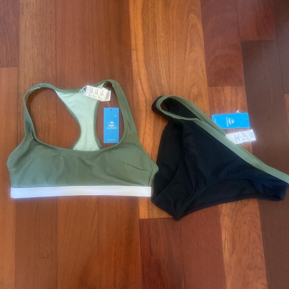 Sporty Racerback Bikini Bralette & Standard Bottoms Set